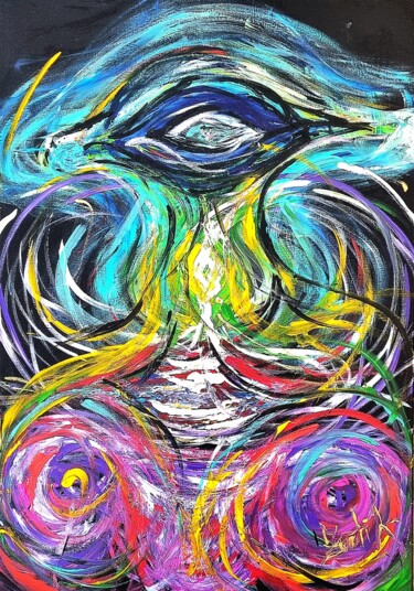 绘画 标题为“Surreal eye of the…” 由Elena Swetkov (Lena Zwetik), 原创艺术品, 丙烯 安装在木质担架架上