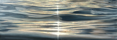 Schilderij getiteld "Lines of Light" door Eva Volf, Origineel Kunstwerk, Olie Gemonteerd op Frame voor houten brancard
