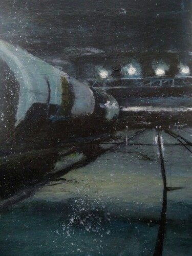 绘画 标题为“Night winter train” 由Sasha Brisac, 原创艺术品, 丙烯
