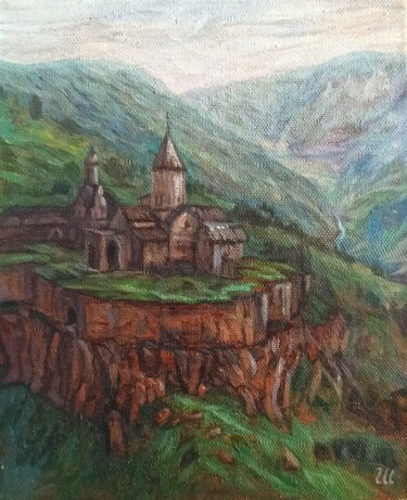 Tatev Monastery Картина под названием "Tatev Monastery" - Shaliko Saghatelyan, Подлинное произведение искусства, Масло Установлен на Деревян…