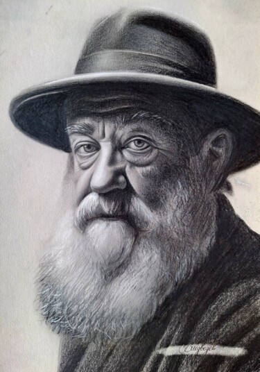 Рисунок под названием "Claude Monet" - Владимир Медведев, Подлинное произведение искусства, Графит