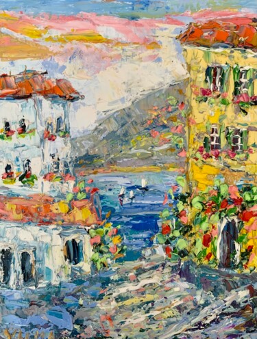 Painting titled "Lake Garda Italy Im…" by Vilma Gataveckiene, Original Artwork, Oil