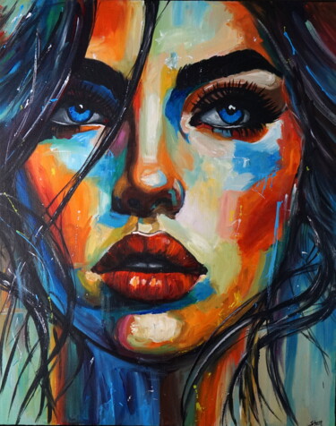 Painting titled "Ember" by Stach, Original Artwork, Acrylic Mounted on Wood Stretcher frame