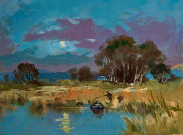 Peinture intitulée "In the Field Near t…" par Yuriy Suprunchuk, Œuvre d'art originale, Huile Monté sur Carton