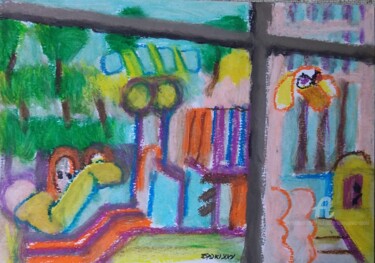 Painting titled "Enfants pauvres!" by Slobodan Spasojevic (Spaki), Original Artwork, Pastel