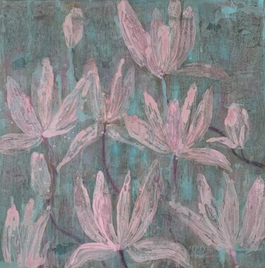 Schilderij getiteld "Pink Glow" door Svetlana Rumak, Origineel Kunstwerk, Acryl Gemonteerd op Frame voor houten brancard