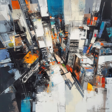 数字艺术 标题为“Colors in Motion” 由Sara Swati, 原创艺术品, AI生成的图像 安装在木质担架架上