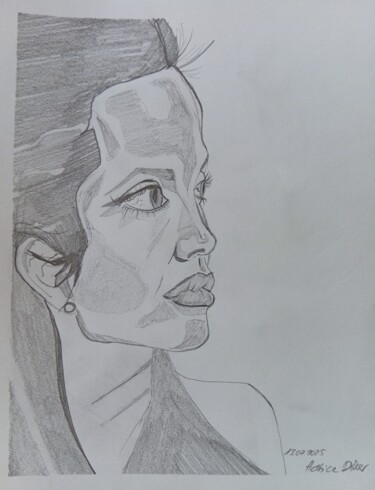 图画 标题为“Angelina Jolie #06” 由Hatice Diker, 原创艺术品, 铅笔