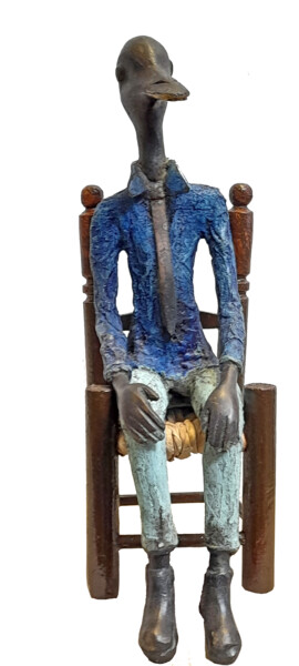 Pintura intitulada "Canard assis" por Zako, Obras de arte originais, Bronze