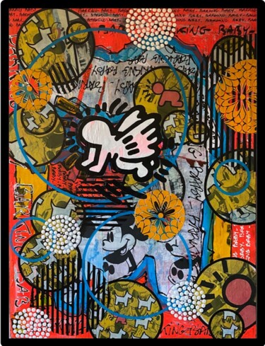 绘画 标题为“BARKING BABY 2025.” 由Christelle Riffet (Céhère), 原创艺术品, 丙烯 安装在木质担架架上