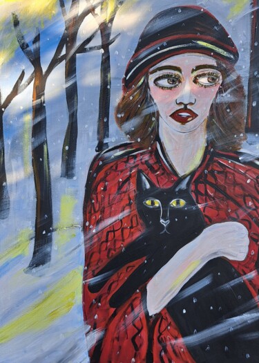 绘画 标题为“Femme sous la neige…” 由Céline Marcoz, 原创艺术品, 丙烯