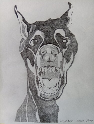 Dessin intitulée "ein Hund #06" par Hatice Diker, Œuvre d'art originale, Crayon