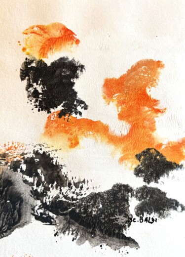 印花与版画 标题为“25-07-13  monotype” 由Marie-Claude Baldi, 原创艺术品, 蒙纳 安装在木质担架架上