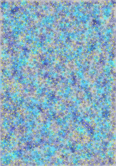 数字艺术 标题为“Parterre de bleus” 由Pascal Rissac, 原创艺术品, 数字油画