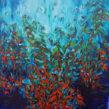 Blooming Fern Night Картина под названием "Blooming Fern Night" - Vera Saiko, Подлинное произведение искусства, Масло Установлен на Деревянная р…