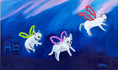 绘画 标题为“3 Fairies” 由Assya Lucky, 原创艺术品, 油 安装在木质担架架上