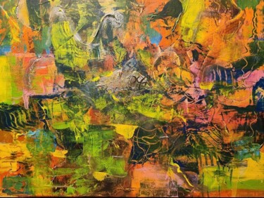Verdant Reverie – Luxury Abstract Botanical Expressionism 绘画 标题为“Verdant Reverie – L…” 由Christine Meeks, 原创艺术品, 丙烯 安装在木质担架架上