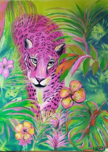 绘画 标题为“Panther Pink” 由Chantal Notin, 原创艺术品, 丙烯 安装在木质担架架上