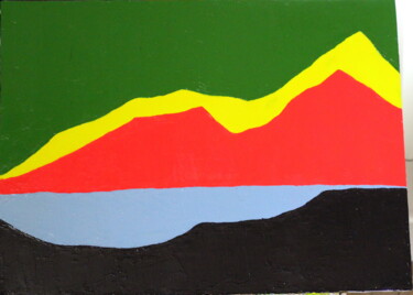 Painting titled "Methana" by Elodie Marpault, Original Artwork, Acrylic Mounted on Wood Stretcher frame