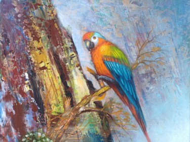 Schilderij getiteld "Edge of the World" door Jihea Kim, Origineel Kunstwerk, Olie Gemonteerd op Frame voor houten brancard