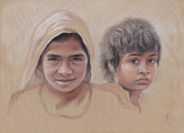 Sisters Рисунок под названием "Sisters" - Sundra, Подлинное произведение искусства, Пастель