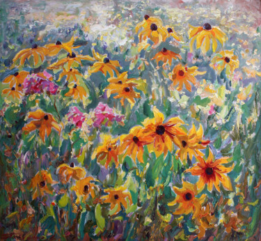 Painting titled "Bloom" by Leonid Pavlenko, Original Artwork, Oil Mounted on Wood Stretcher frame