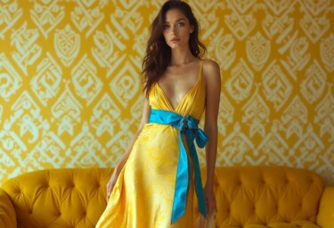 数字艺术 标题为“Yellow Style” 由Vanda Lehel (V A N D E E), 原创艺术品, AI生成的图像