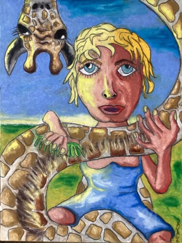 "PEPETTE PEINGNE LA…" başlıklı Tablo Philippe Savage tarafından, Orijinal sanat, Pastel