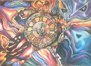 Disegno intitolato "Времени миг" da Viacheslav Kiselev, Opera d'arte originale, Matite colorate