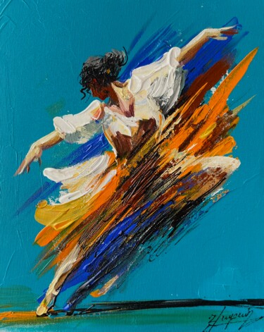 Ember Waltz 제목이 "Ember Waltz"인 미술작품 Vahe Bagumyan로, 원작, 기름 나무 들것 프레임에 장착됨