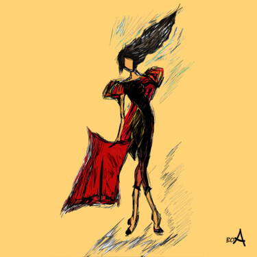Digital Arts titled "Woman toreador" by Oksana Budnichenko, Original Artwork, Digital Painting