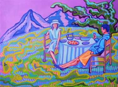 Pittura intitolato "Humdrum Blues" da Van Lanigh, Opera d'arte originale, Olio Montato su Telaio per barella in legno