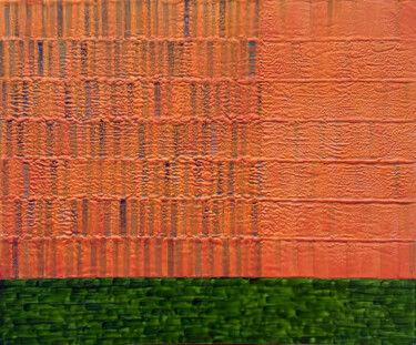 Painting titled "A front lawn?" by Stephen Grossman, Original Artwork, Encaustic Mounted on Wood Panel