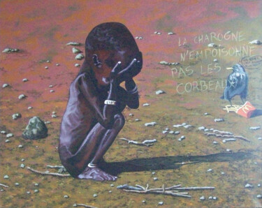 绘画 标题为“Famine au Sahel (19…” 由Dominique Boucher, 原创艺术品, 丙烯 安装在木质担架架上
