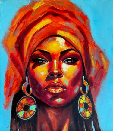 绘画 标题为“African woman portr…” 由Elena Tananaeva, 原创艺术品, 油