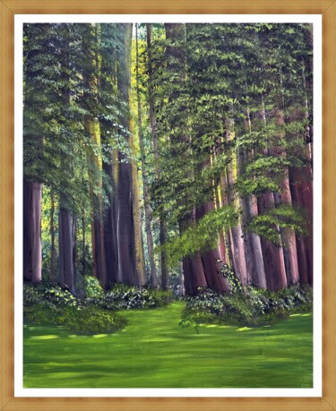 Painting titled "erdőben" by Endre Szalontai, Original Artwork, Acrylic