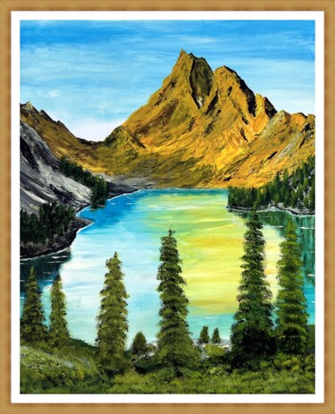 Painting titled "aranyhegy" by Endre Szalontai, Original Artwork, Acrylic