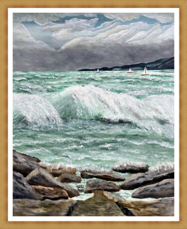 Painting titled "szélvihar" by Endre Szalontai, Original Artwork, Acrylic