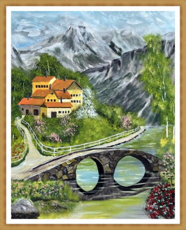 Painting titled "híd" by Endre Szalontai, Original Artwork, Acrylic
