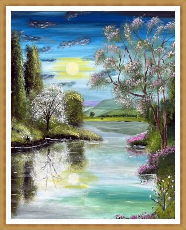 Painting titled "hajnal" by Endre Szalontai, Original Artwork, Acrylic