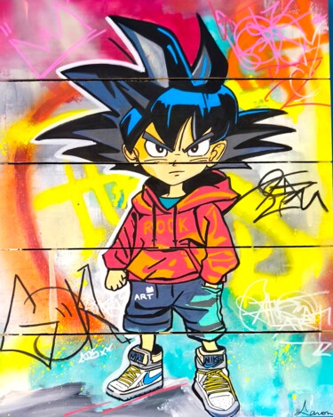 Pintura intitulada "Son Goku streetwear" por Caronart, Obras de arte originais, Acrílico