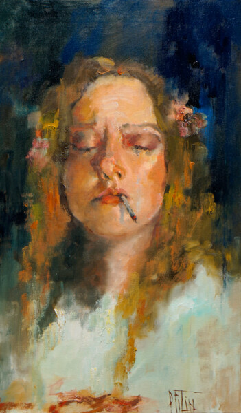 Pintura intitulada "behind the scenes" por Pavel Filin, Obras de arte originais, Óleo Montado em Armação em madeira
