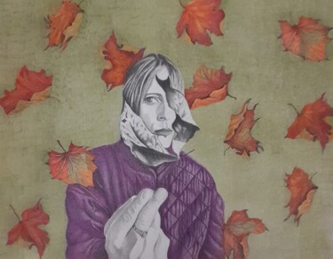 Картина под названием "Fallen Leaves" - Odysseas Rekoumis, Подлинное произведение искусства, Графит
