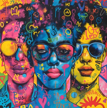 Colorful Rebellion: Street Art Portraits 数字艺术 标题为“Colorful Rebellion:…” 由Anna Burger, 原创艺术品, 数字油画