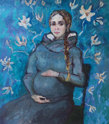 Painting titled "Pregnant woman 3 da…" by Ul Moreva, Original Artwork, Oil