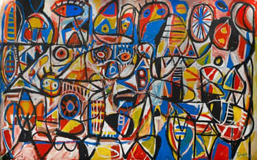 Painting titled "Improvisación Barri…" by Enrique Pichardo, Original Artwork, Acrylic