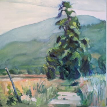 Painting titled "Landschaft 16" by Anton K, Original Artwork, Oil Mounted on Wood Stretcher frame
