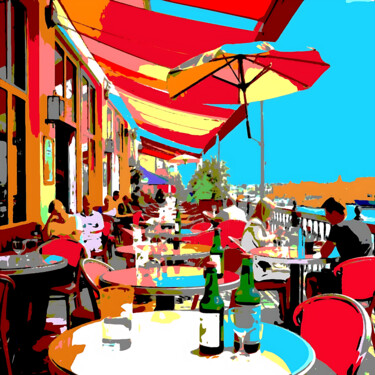 peinture minimalisme bord de mer 24 "peinture minimalism…" başlıklı Dijital Sanat Yank tarafından, Orijinal sanat, Dijital Resim Ahşap Sedye çerçevesi üzerine m…