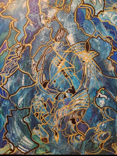 绘画 标题为“Celestial Cartograp…” 由Christine Meeks, 原创艺术品, 丙烯 安装在木质担架架上