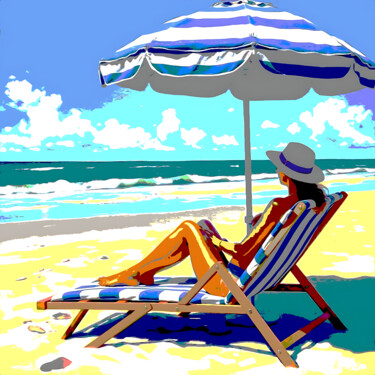 peinture minimalisme bord de mer 25 Digital Arts titled "peinture minimalism…" by Yank, Original Artwork, Digital Painting Mounted on Wood Stretcher frame